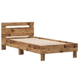Berkfield Home Old Wood Bed Frame 90x200 cm - Made from engineered wood in Brown - thumbnail 1