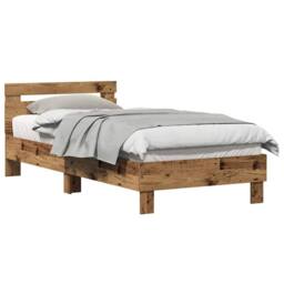 Berkfield Home Old Wood Bed Frame 90x200 cm - Made from engineered wood in Brown - thumbnail 3