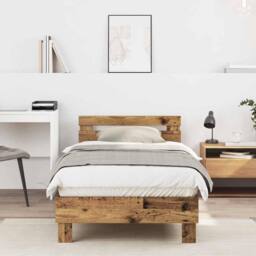 Berkfield Home Old Wood Bed Frame 90x200 cm - Made from engineered wood in Brown - thumbnail 2