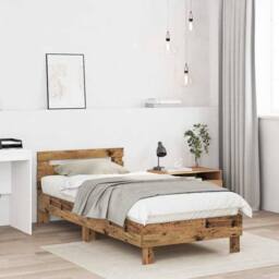 Berkfield Home Old Wood Bed Frame 90x200 cm - Made from engineered wood in Brown - thumbnail 4