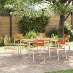 Berkfield Home Modern 7 Piece Garden Dining Set Solid Wood Teak in Brown - thumbnail 2