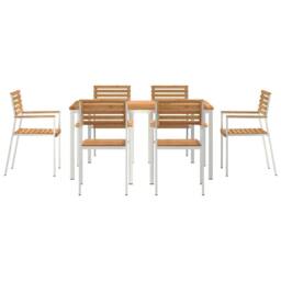 Berkfield Home Modern 7 Piece Garden Dining Set Solid Wood Teak in Brown - thumbnail 7