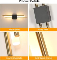 Goeco LED Indoor Wall Light, 40cm, 10W, 3000K, Creative Modern Wall Light in Black - thumbnail 3