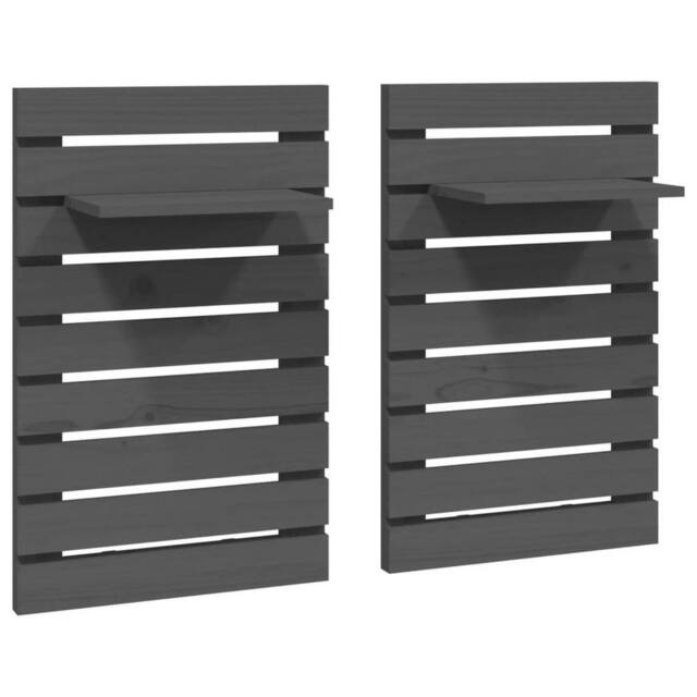 Berkfield Home Wall-mounted Bedside Shelves 2 pcs Grey Solid Wood Pine - image 1