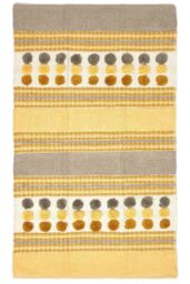 Homescapes Cotton Chenille Striped Tufted Circle Rug in Mustard - Size: 60 cm x 100 cm - thumbnail 2