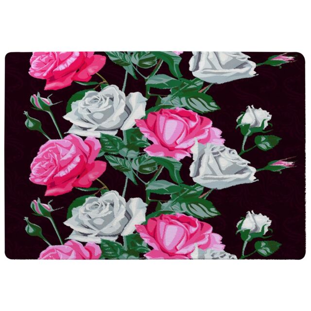Benjamin Tate Design Pattern Of Pink & White Flowers Designer Rug in Natural - Size: Large - image 1