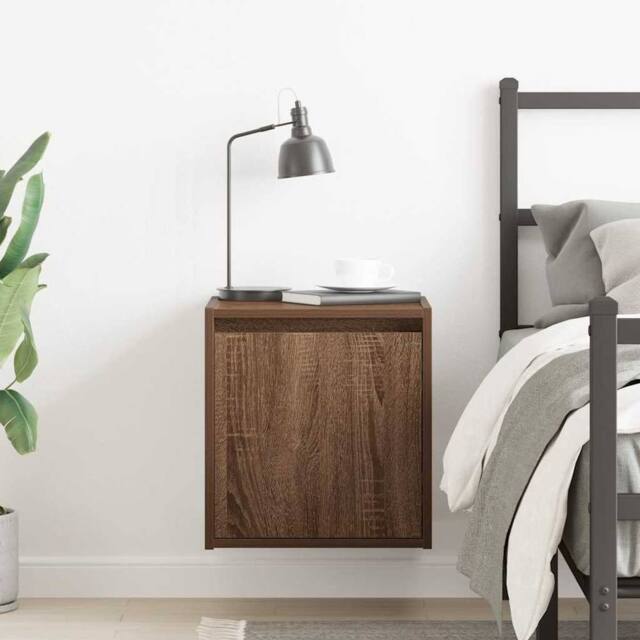 Berkfield Home Durable Wall-Mounted Bedside Cabinet Brown Oak 38x34x40 cm - Size: 38 x 34 x 40 cm - image 1
