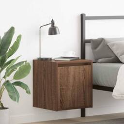 Berkfield Home Durable Wall-Mounted Bedside Cabinet Brown Oak 38x34x40 cm - Size: 38 x 34 x 40 cm - thumbnail 2