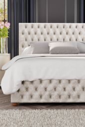 Laurence Llewelyn-Bowen Seren Ottoman Storage Bed in Mirazzi Velvet Fabric, Custom Made in Ivory - Size: King - thumbnail 4