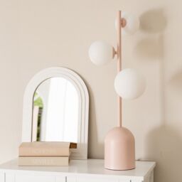 ValueLights Marlow Opaque Glass Globe 3 Way Table Lamp in Pink - thumbnail 1