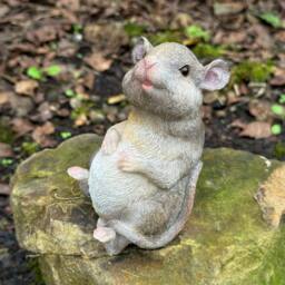 Animal Crackers Happy Mouse Fairy Garden Ornament, Rat Or Mouse Lover Collectable in Grey - thumbnail 1