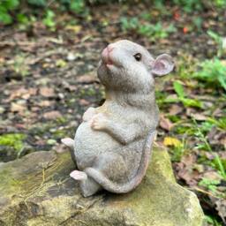 Animal Crackers Happy Mouse Fairy Garden Ornament, Rat Or Mouse Lover Collectable in Grey - thumbnail 2