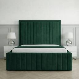 Living Comfort Bedz Sovereign Plush Velvet Upholstered Bed Slatted Base - 48Inch Headboard in Green - Size: Super King - thumbnail 2