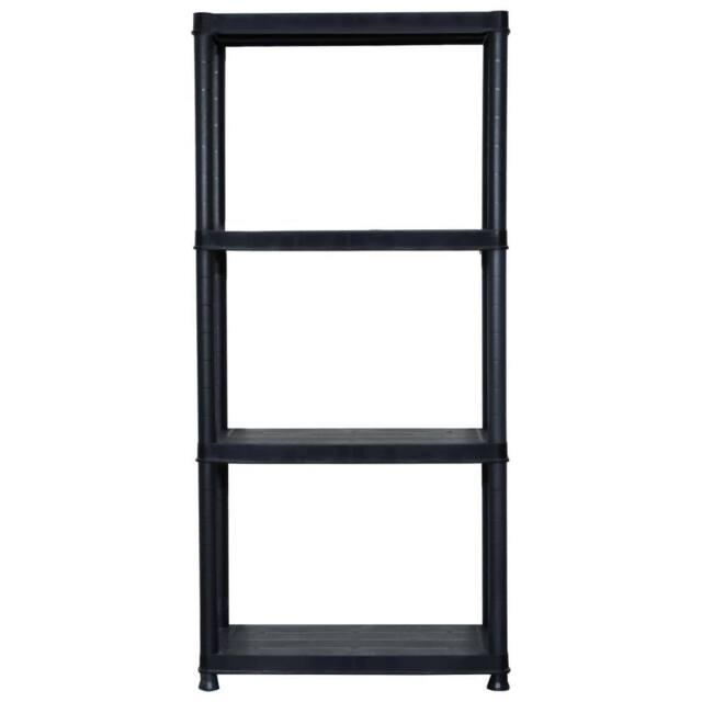Berkfield Home Storage Shelf 4-Tier Black 61x30.5x130 cm Plastic - image 1