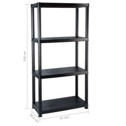 Berkfield Home Storage Shelf 4-Tier Black 61x30.5x130 cm Plastic - thumbnail 7
