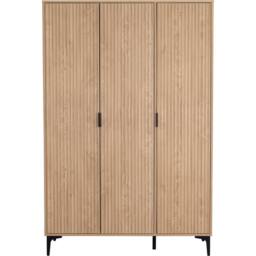 Seconique Miami 3 Door Wardrobe - Oak Effect / Black in Light Oak - thumbnail 4