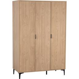 Seconique Miami 3 Door Wardrobe - Oak Effect / Black in Light Oak - thumbnail 2