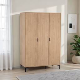 Seconique Miami 3 Door Wardrobe - Oak Effect / Black in Light Oak - thumbnail 1