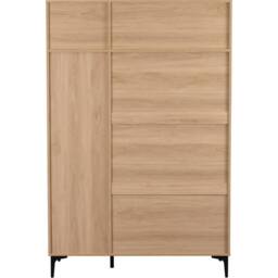 Seconique Miami 3 Door Wardrobe - Oak Effect / Black in Light Oak - thumbnail 3
