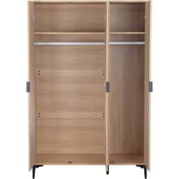 Seconique Miami 3 Door Wardrobe - Oak Effect / Black in Light Oak - thumbnail 5