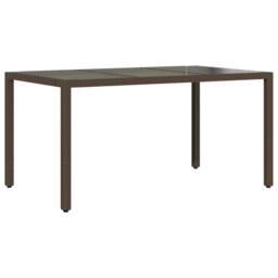 Berkfield Home Garden Table with Glass Top Brown 150x90x75 cm Poly Rattan - Size: 150 x 90 x 75 cm - thumbnail 6