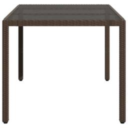 Berkfield Home Garden Table with Glass Top Brown 150x90x75 cm Poly Rattan - Size: 150 x 90 x 75 cm - thumbnail 5