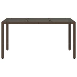 Berkfield Home Garden Table with Glass Top Brown 150x90x75 cm Poly Rattan - Size: 150 x 90 x 75 cm - thumbnail 4