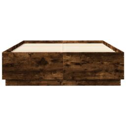 Berkfield Home Bed Frame with LED without Mattress Smoked Oak 120x200 cm in Brown - Size: Small Double - thumbnail 6
