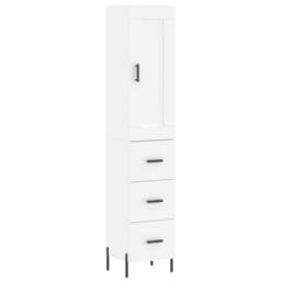 Berkfield Home Highboard White 34.5x34x180 cm Engineered Wood - thumbnail 3