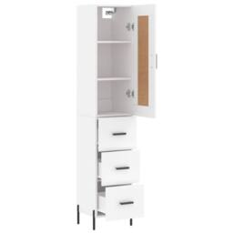 Berkfield Home Highboard White 34.5x34x180 cm Engineered Wood - thumbnail 4