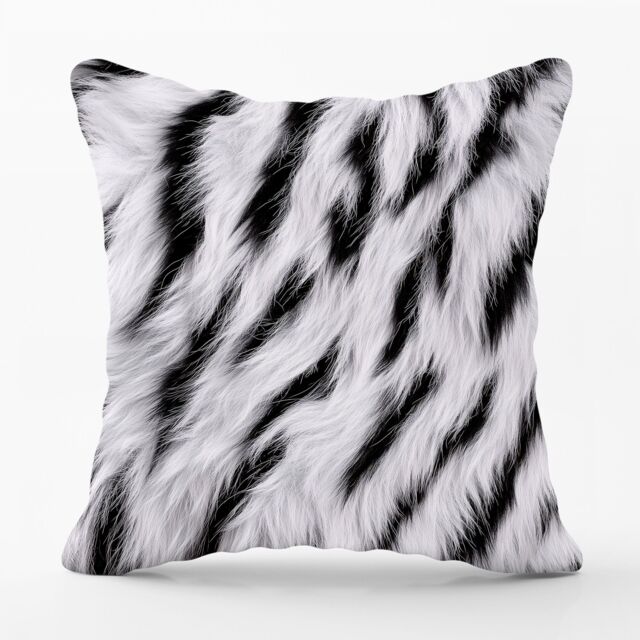 Warren Reed - Designer White Tiger Print Cushions in Black - Size: 45 cm x 45 cm - image 1