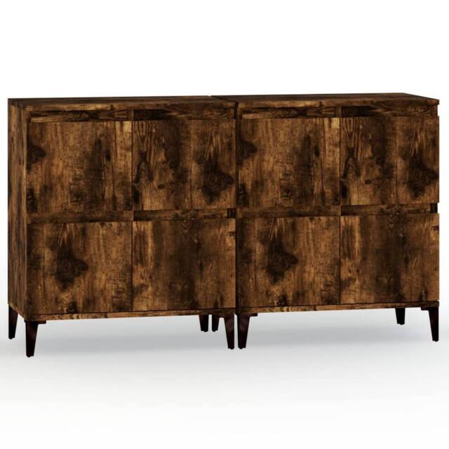 Berkfield Home Sideboards 2 pcs Smoked Oak 60x35x70 cm Engineered Wood in Brown - Size: 60 x 35 x 70 cm - image 1