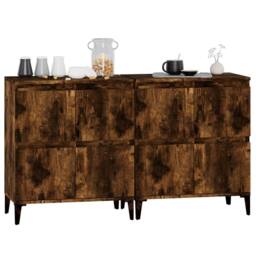 Berkfield Home Sideboards 2 pcs Smoked Oak 60x35x70 cm Engineered Wood in Brown - Size: 60 x 35 x 70 cm - thumbnail 4