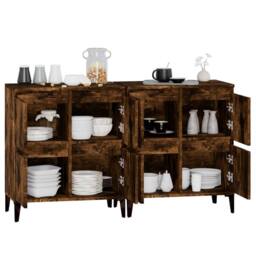 Berkfield Home Sideboards 2 pcs Smoked Oak 60x35x70 cm Engineered Wood in Brown - Size: 60 x 35 x 70 cm - thumbnail 5