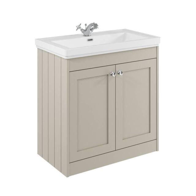 Balterley 800mm Floor Standing 2 Door Unit, Classic Basin 1 Tap Hole Pebble Grey - image 1