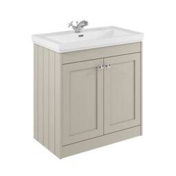 Balterley 800mm Floor Standing 2 Door Unit, Classic Basin 1 Tap Hole Pebble Grey - thumbnail 1