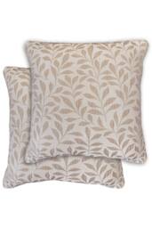 Enhanced Living Pair of Sherwood Jacquard Leaf Double Sided Zip Opening Piped Edge Cushion Covers - Cases Only in Natural - Size: 43 cm x 43 cm - thumbnail 1