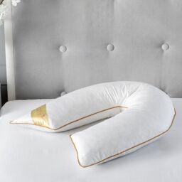Snug City V Shape Goose Feather & Down Luxury Pillow 100% Cotton Cover in White - thumbnail 1