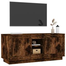 Berkfield Home TV Cabinet Smoked Oak 102x35x45 cm Engineered Wood in Brown - Size: 102 x 35 x 45 cm - thumbnail 4