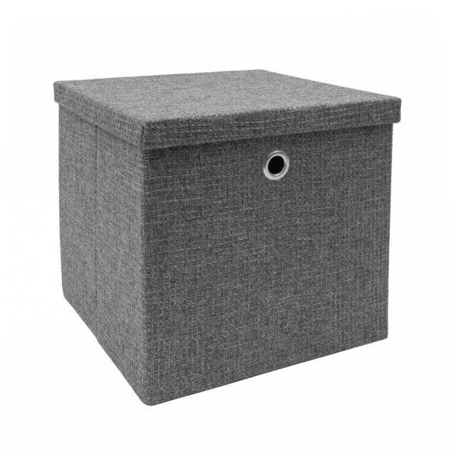 JVL Chroma Foldable Storage Box with Lid in Dark Grey - image 1
