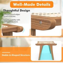 Kelvenix Ottoman Footstool Natural Teak Wooden - Size: 0.6m2 - thumbnail 5