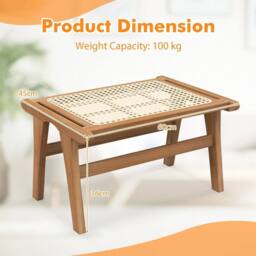 Kelvenix Ottoman Footstool Natural Teak Wooden - Size: 0.6m2 - thumbnail 2