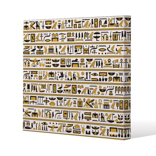 Benjamin Tate Design Ancient Egyptian Hieroglyphs (Canvas Print) / 46 x 46 x 4cm in Natural - Size: 46 x 46 x 4 cm - image 1