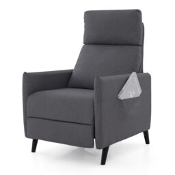 Gymax Recliner Chair Linen Fabric Reclining Push Back Armchair-Grey in Dark Grey - thumbnail 4