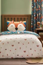 Catherine Lansfield 'Fox & Woodland Friends' Reversible Duvet Cover Set in Green - Size: Single - thumbnail 2