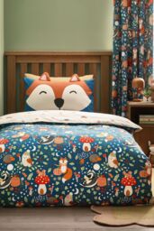 Catherine Lansfield 'Fox & Woodland Friends' Reversible Duvet Cover Set in Green - Size: Single - thumbnail 1