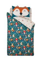 Catherine Lansfield 'Fox & Woodland Friends' Reversible Duvet Cover Set in Green - Size: Single - thumbnail 5