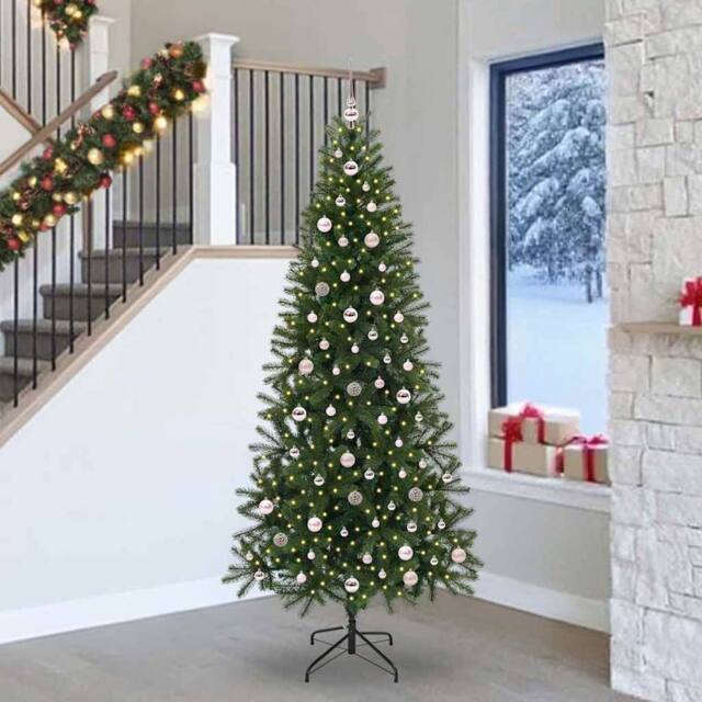 Berkfield Home Artificial Christmas Tree with 300 LEDs Green 240 cm PE & PVC - image 1