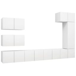 Berkfield Home 8 Piece TV Cabinet Set White Engineered Wood - thumbnail 2