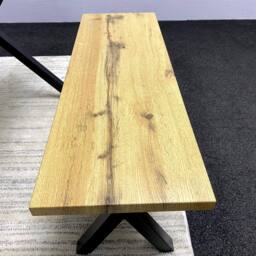 KOSY KOALA Dining Table & 2 Benches Set Wooden With Metal Legs for Dining Room in Brown - thumbnail 3